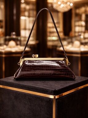 ✨ Elevated Elegance Shoulder Bag – Brown Croco Embossed ✨